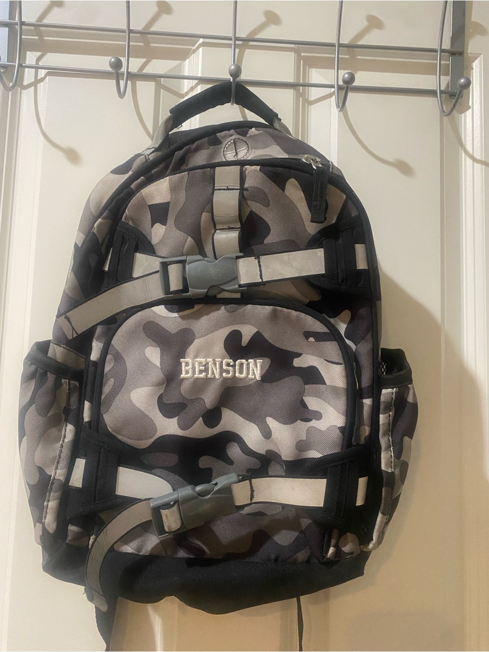 Pottery Barn Kids Camouflage Backpack - personalized with “Benson” small size.